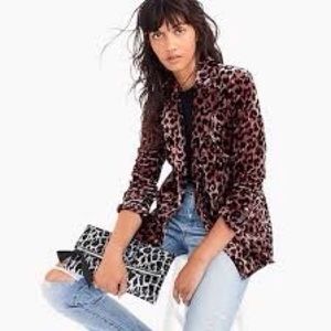 JCrew Double breasted velvet-rose-leopard-blazer 2